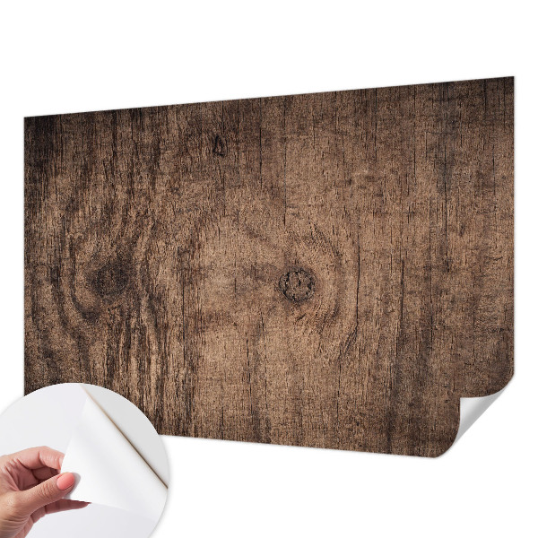 Stick-on wall mural with a rustic wood design