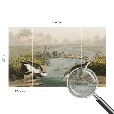 Children's wall mural depicting a peaceful landscape