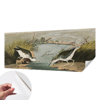 Children's wall mural depicting a peaceful landscape
