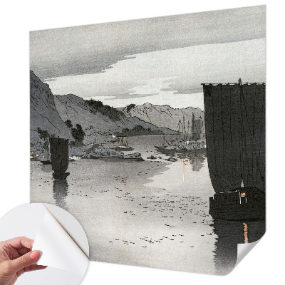 Removable wall mural wallpaper with an Evening Bay motif