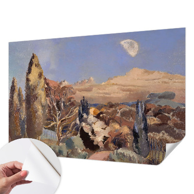 Removable wall mural with a forest landscape design
