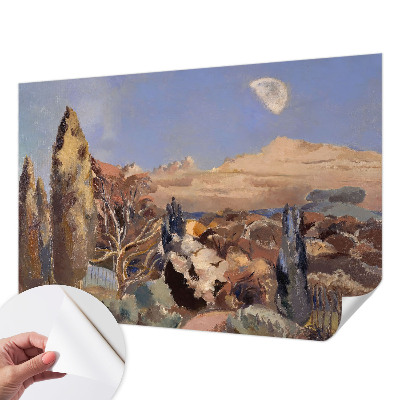 Removable wall mural with a forest landscape design