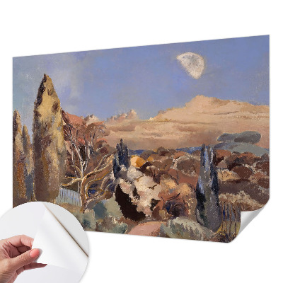 Removable wall mural with a forest landscape design