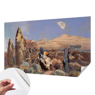Removable wall mural with a forest landscape design