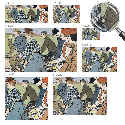 Peel and stick wall mural for living room Vintage cyclists