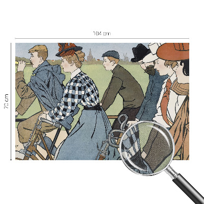 Peel and stick wall mural for living room Vintage cyclists