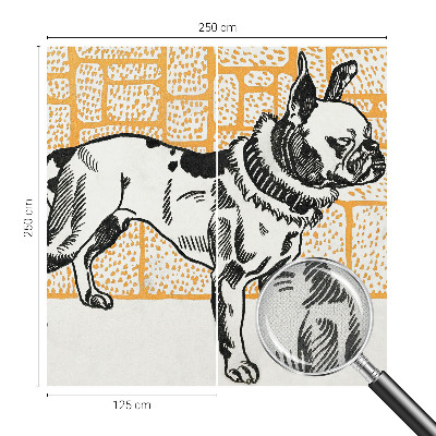 Peel and stick wall mural for bedroom with a retro dog design
