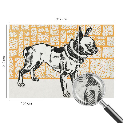 Peel and stick wall mural for bedroom with a retro dog design