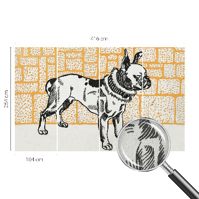 Peel and stick wall mural for bedroom with a retro dog design