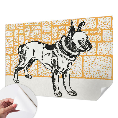 Peel and stick wall mural for bedroom with a retro dog design