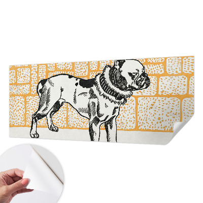 Peel and stick wall mural for bedroom with a retro dog design