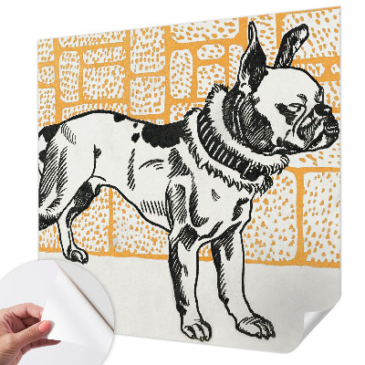 Peel and stick wall mural for bedroom with a retro dog design