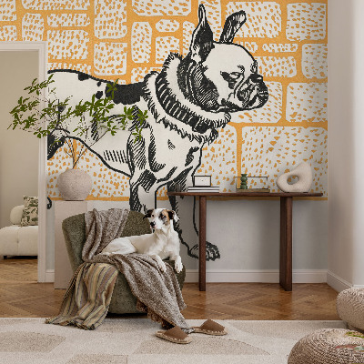 Peel and stick wall mural for bedroom Retro dog