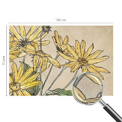 Nursery wall mural with watercolor flower illustrations