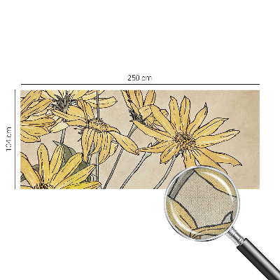 Nursery wall mural with watercolor flower illustrations