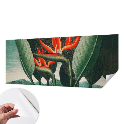 Peel and stick wall mural with an exotic flower design