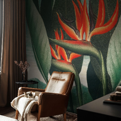 Peel and stick wall mural with an exotic flower design