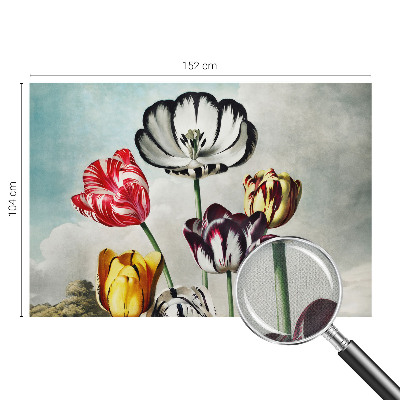 Children's wall mural with a colorful tulip motif
