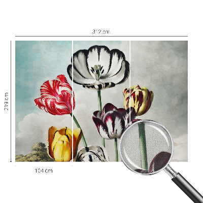 Children's wall mural with a colorful tulip motif