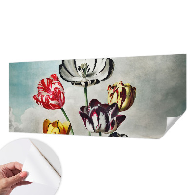 Children's wall mural with a colorful tulip motif