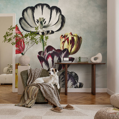 Children's wall mural Colorful tulips