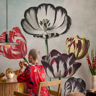 Children's wall mural Colorful tulips