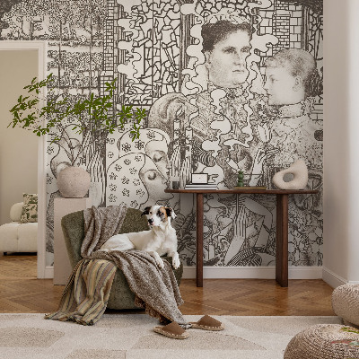 Baby room wall mural Floral portraits