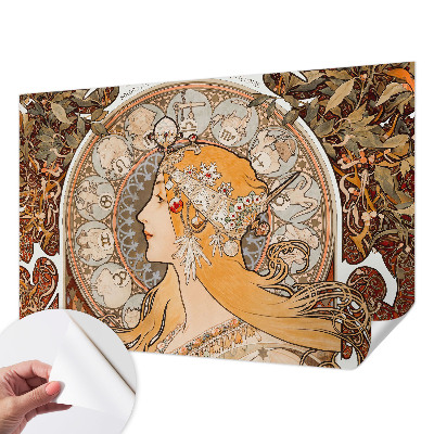 Peel and stick wallpaper mural with a zodiac-themed elegant design