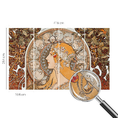 Peel and stick wallpaper mural with a zodiac-themed elegant design