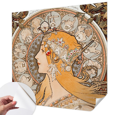 Peel and stick wallpaper mural with a zodiac-themed elegant design