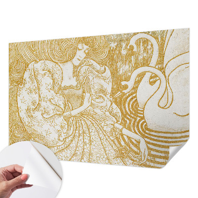 Self-adhesive wall mural with a feminine elegance design