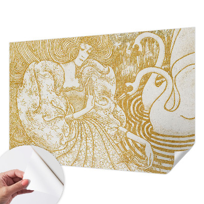 Self-adhesive wall mural with a feminine elegance design