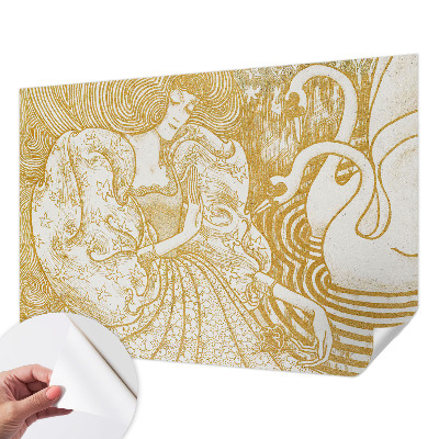 Self-adhesive wall mural with a feminine elegance design