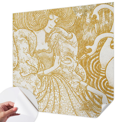 Self-adhesive wall mural with a feminine elegance design