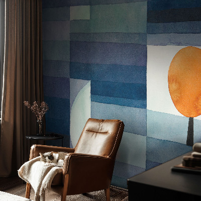 Stick-on wall mural with an abstract tree design