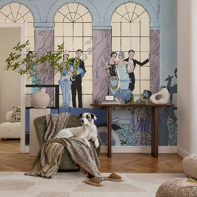 Removable wall mural with an Art Deco design