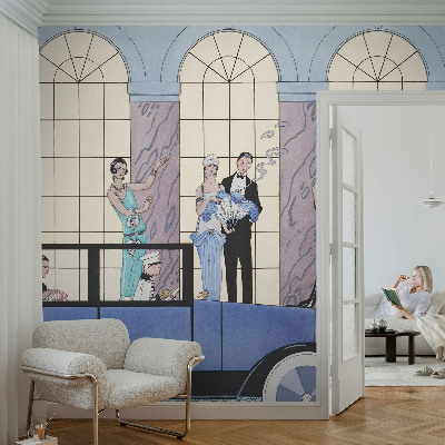 Removable wall mural with an Art Deco design