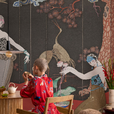 Peel and stick wall mural for living room with an elegant scene