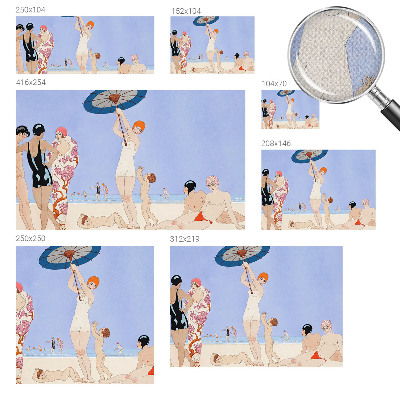 Peel and stick wall mural for bedroom with a retro beach design