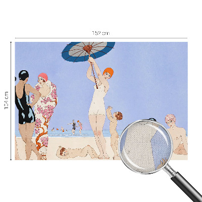 Peel and stick wall mural for bedroom with a retro beach design