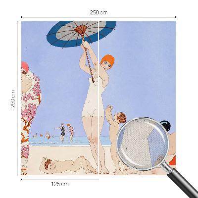 Peel and stick wall mural for bedroom with a retro beach design