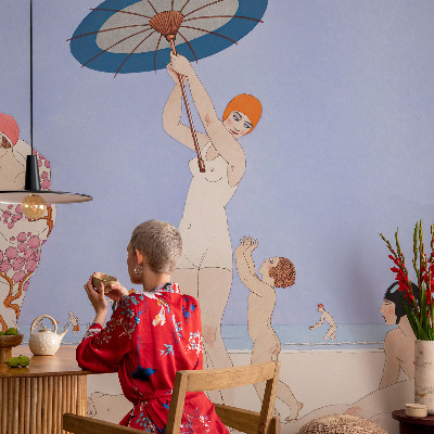 Peel and stick wall mural for bedroom Retro beach