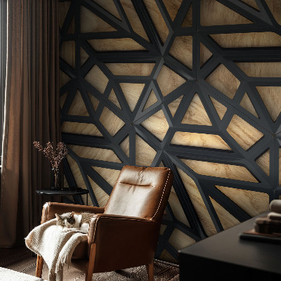 3D wall mural with a geometric connection motif