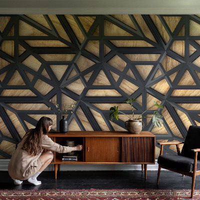 3D wall mural with a geometric connection motif