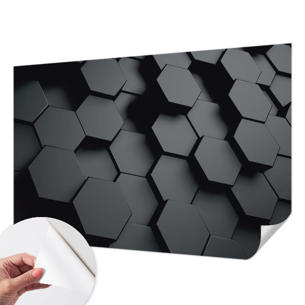 3D photo wallpaper mural with a 3D hexagon pattern