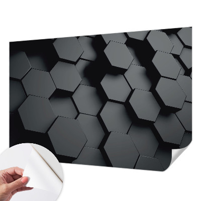 3D photo wallpaper mural with a 3D hexagon pattern