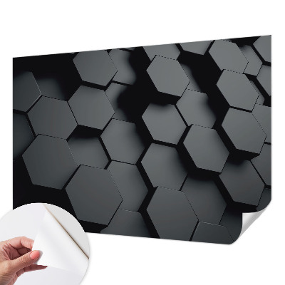 3D photo wallpaper mural with a 3D hexagon pattern