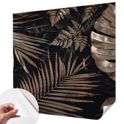 Children's wall mural with an exotic leaves design
