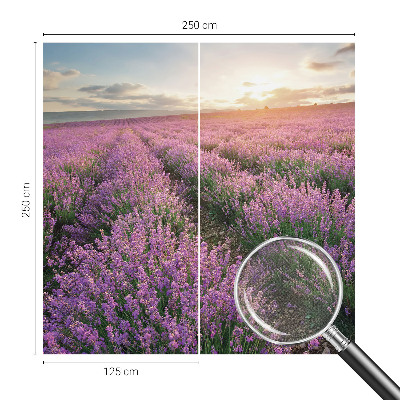 Baby room wall mural with a lavender fields design