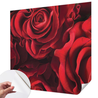 Peel and stick wall mural with a red rose design